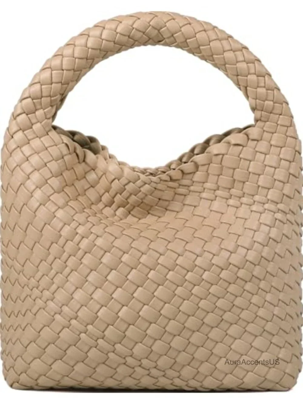 Vegan Leather Handwoven Tote Bag with Shoulder Straps